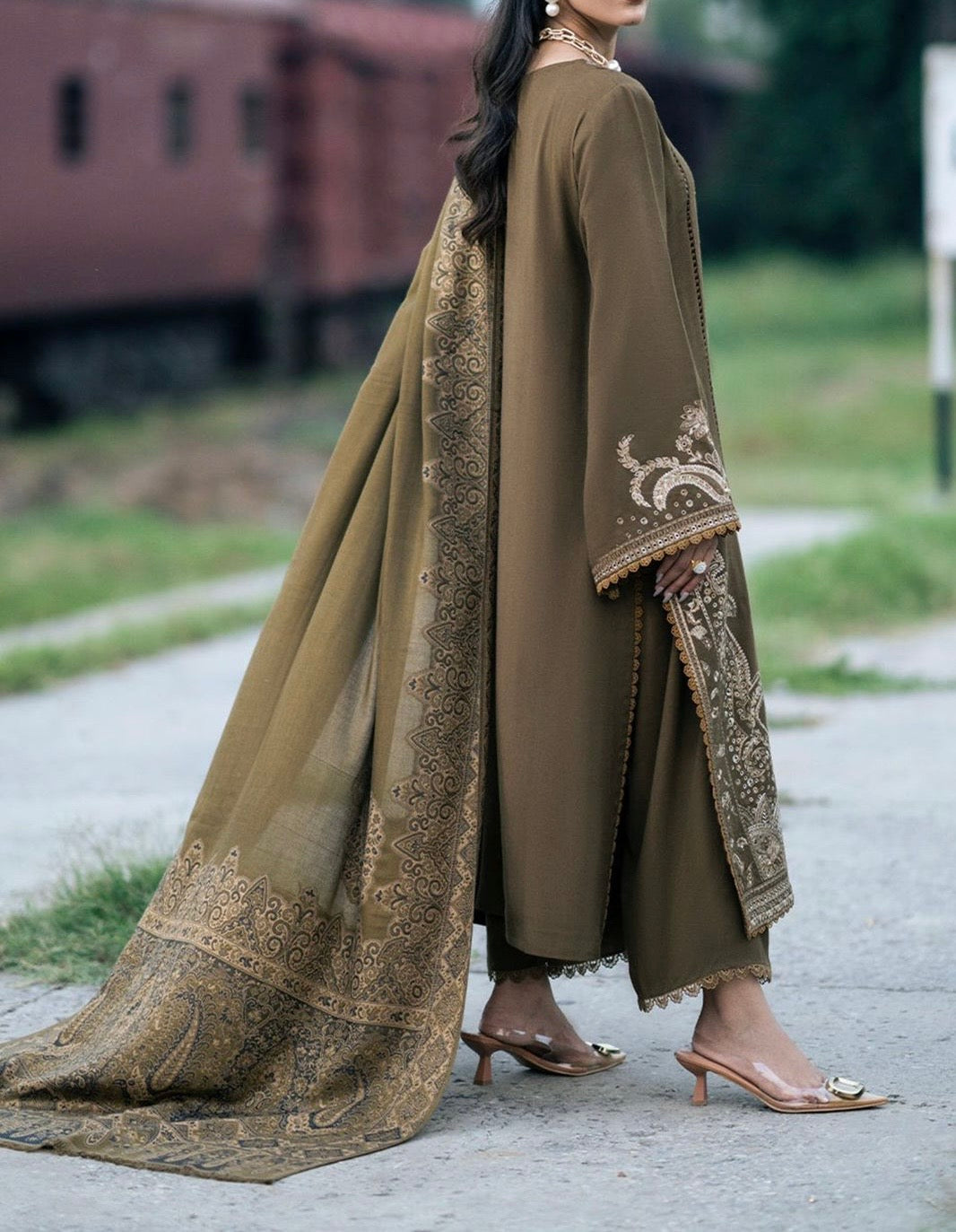 Unstitched Embroidered Dhanak 3PC | WC-067