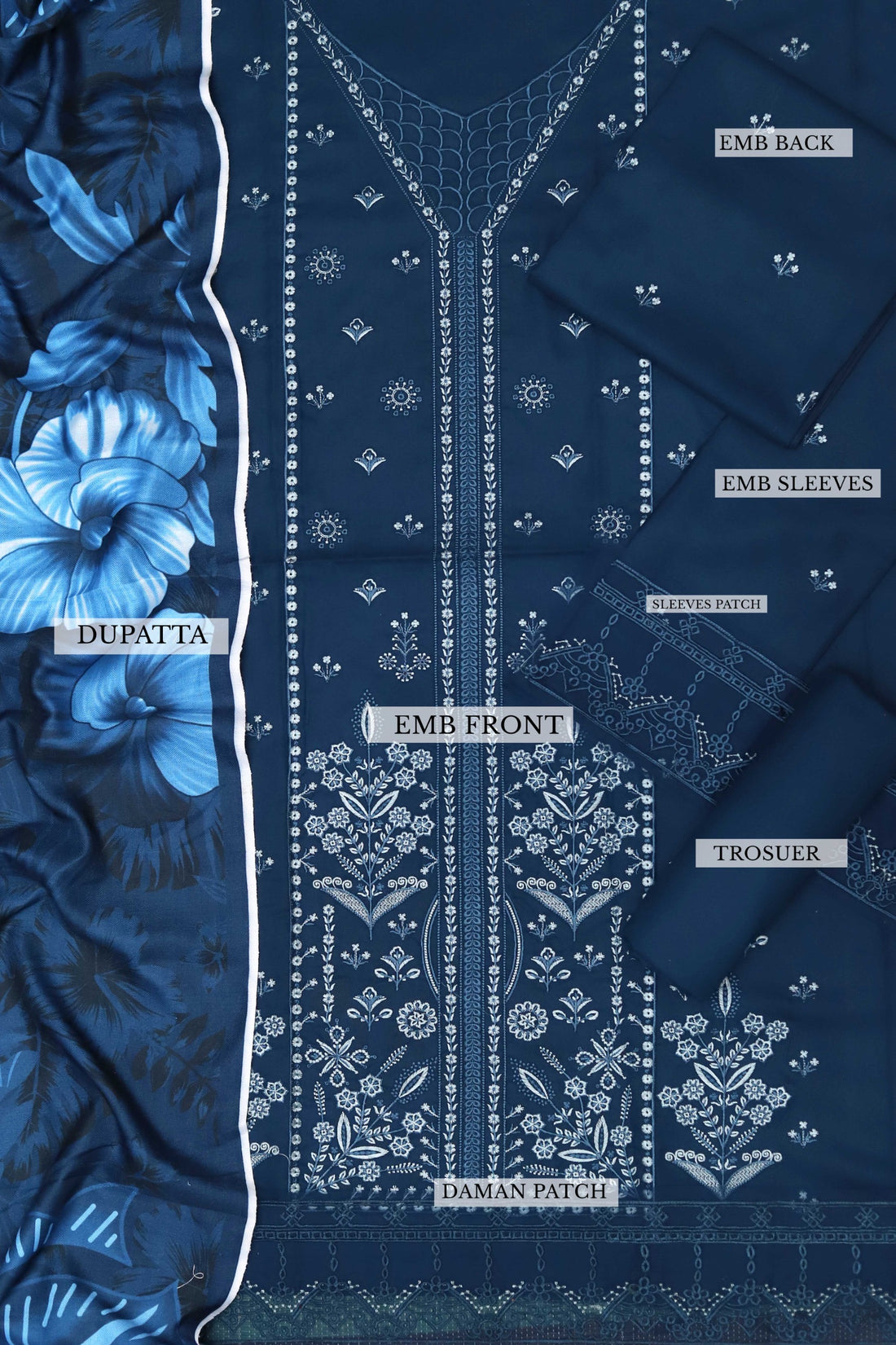 Unstitched Embroidered Dhanak 3PC | WC-003A