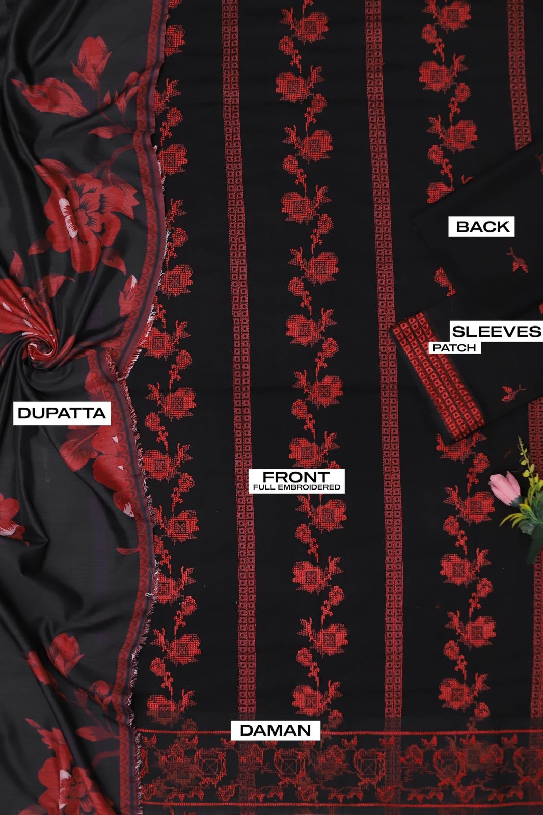 Unstitched Embroidered Dhanak 3PC | WC-009C