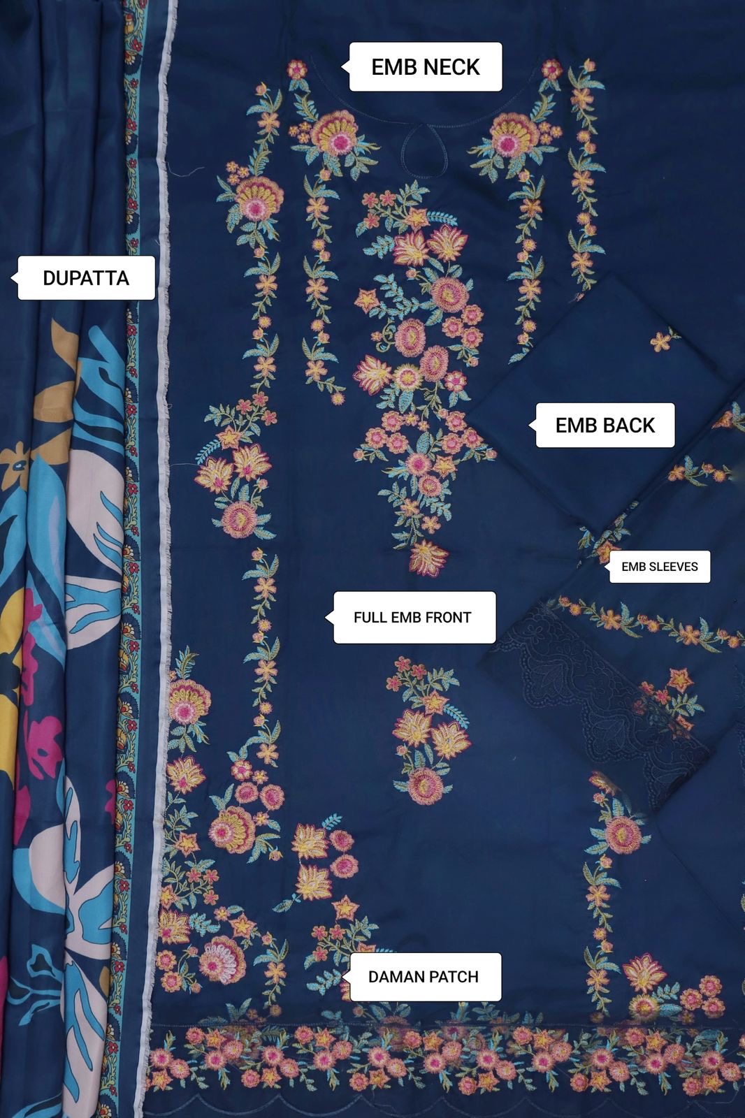 Unstitched Embroidered Dhanak 3PC | WC-001B