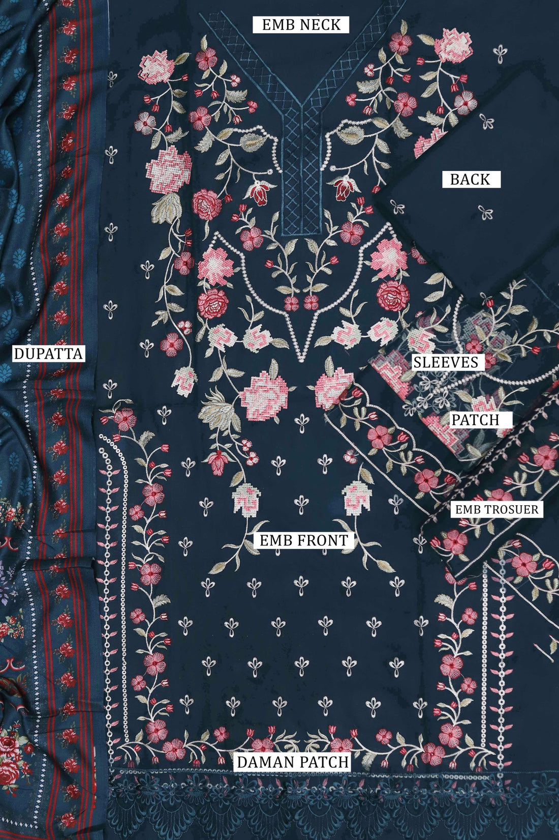 Unstitched Embroidered Dhanak 3PC | WC-006