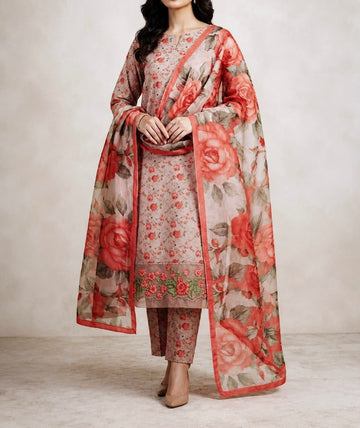 Unstitched Printed Lawn 3PC | SC-190